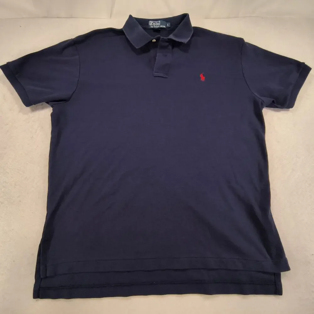 Polo by Ralph Lauren Short Sleeve Collared Polo Shirt Mens Size XL Navy Blue Red